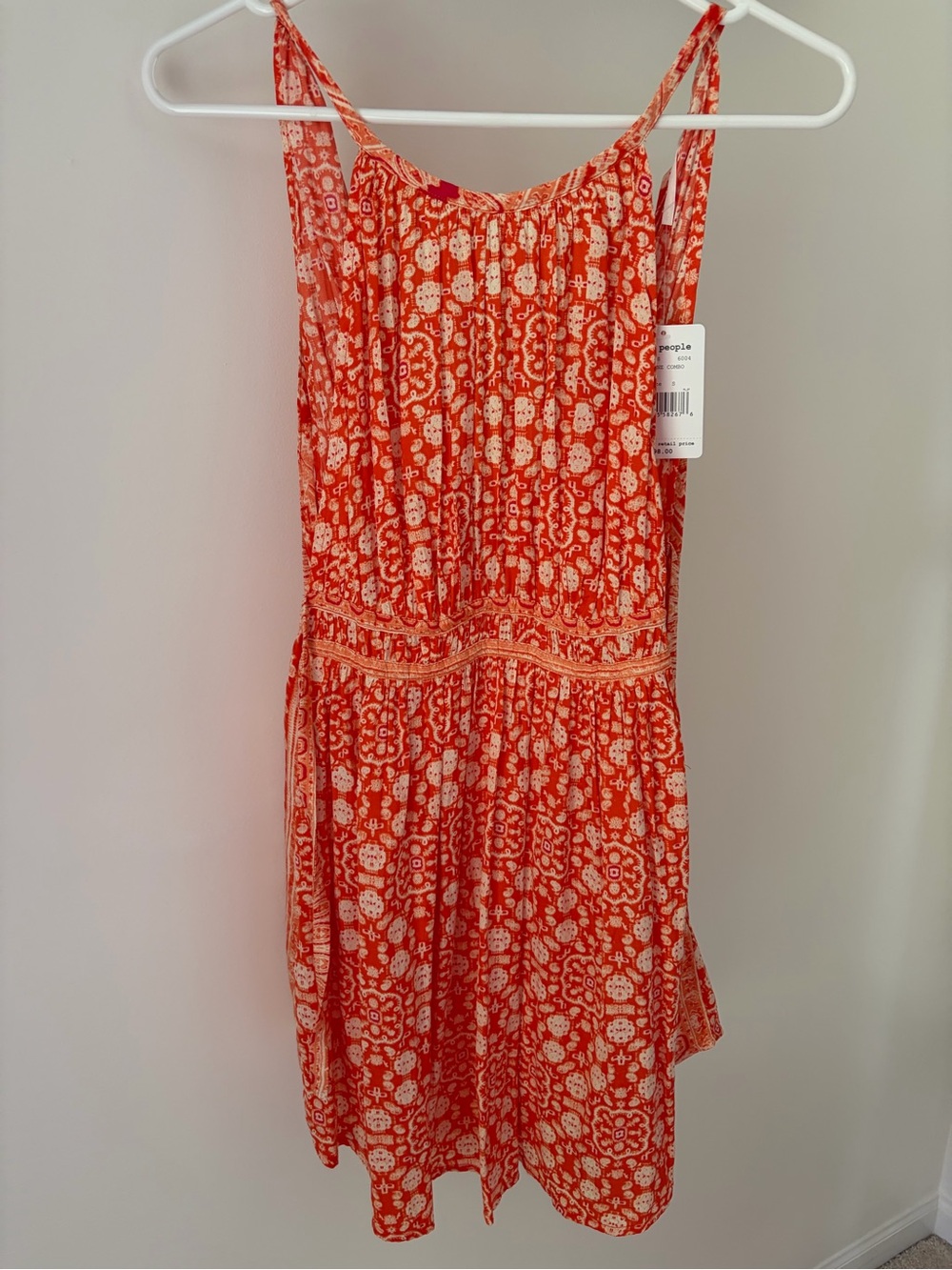 Free People Orange and White Sundress Top